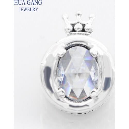 100% Real 925 Sterling Silver Sparkling Crown O Bead Fit Pandor Bracelets Charms Original Beads for Jewelry Making