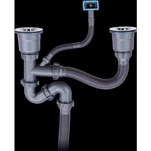 110mm High quality Stainless steel sink drainer Kitchen Deodorant Large flow Double sink downcomer Sewer pipe downcomer parts