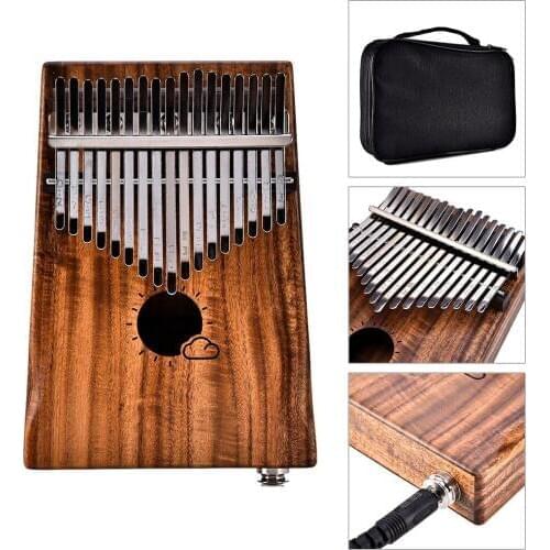 17 Keys EQ kalimba Solid Acacia Thumb Piano Link Speaker Electric Pickup with Bag Cable Calimba Mbira Keyboard Instrument