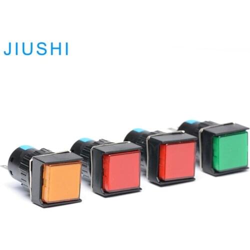 LA16F-11 square head momentary push button switches 1NO 1NC 3pin hole diameter 16mm