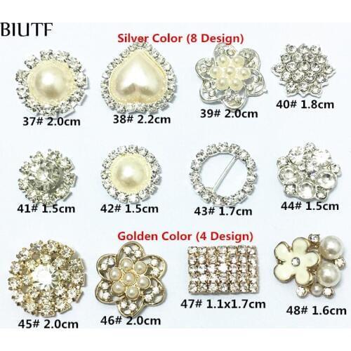 24pcs/lot Silver Base Alloy Rhinestone Button /Buckle Fashion Headwear Sewing Acessories 8 Different Mode for Choose PJ25