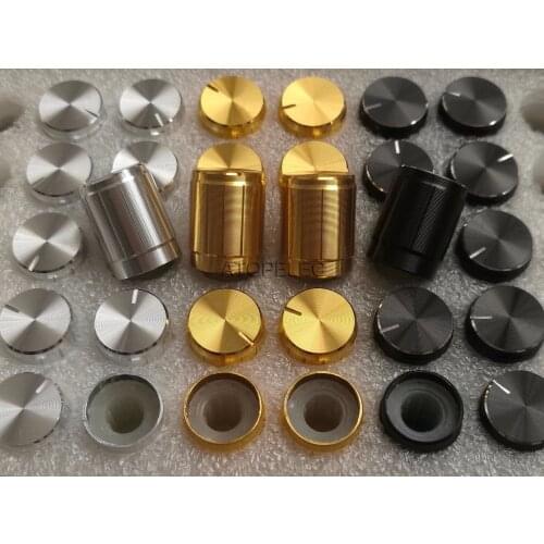 40pcs 13mm*16mm Aluminum DAC CD Amplifier Potentiometer Volume Knob 6mm Knurled High Quality Black/Gold/Silver Color