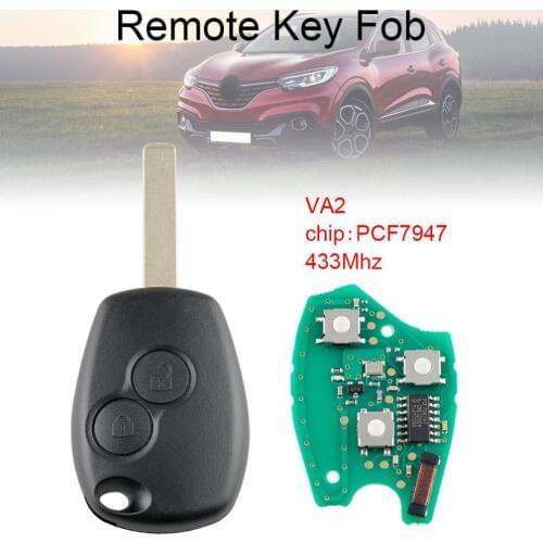 433Mhz 2 Buttons Car Remote Key with PCF7947 Chip and VA2 Blade Fit for Renault / Clio / Scenic / Kangoo / Megane