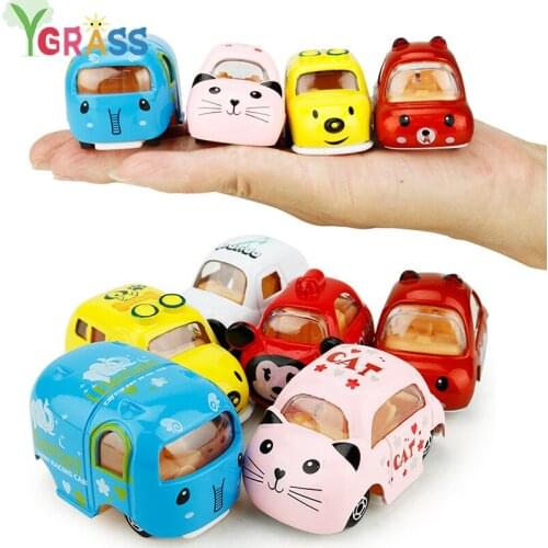 6PCS Mini Model Car Toys For Kids 2 to 4 Years Old Alloy Cartoon Pull Back Voiture Miniature Educational Toy Boys Children Gift