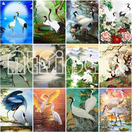 DIY 5D Diamond Painting Crane Animal Cross Stitch Diamond Embroidery Sale Full Round Drill Rhinestones Wall Art Picture Decor
