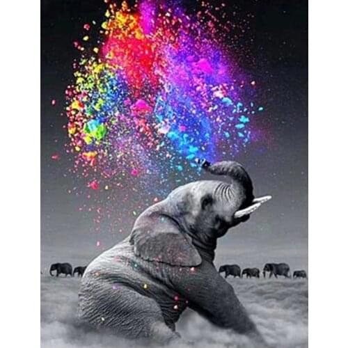 Diamant Painting 5D DIY Full Square Round Drill Color Elephant Animal Embroidery Cross Stitch Gift Home Decor Gift