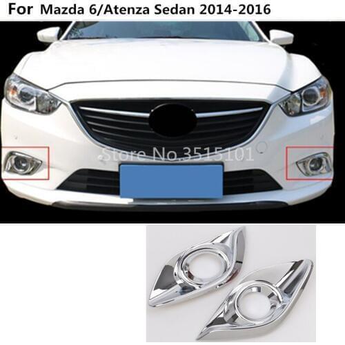 Car Body Front Fog Light Lamp Detector Frame Stick ABS Chrome Cover Trim 2pcs For Mazda 6/Atenza Sedan 2014 2015 2016 2017 2018