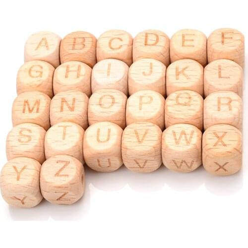50Pcs/Lot 10mm Letter Wood Beads Square Beech Alphabet Spacer Beads For Jewelry Making Diy Necklace Bracelet Accessories