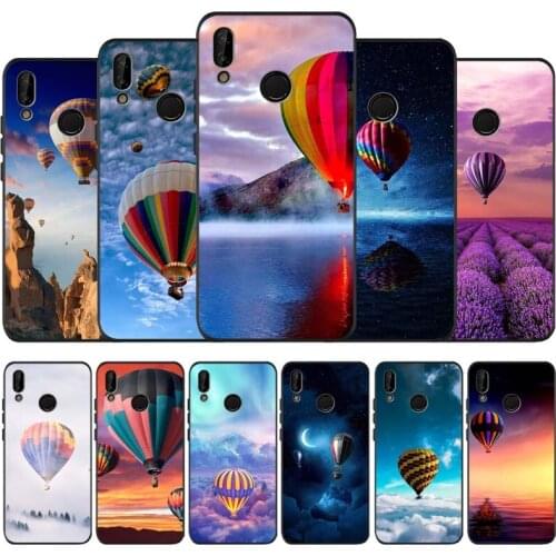 Hot Air Balloon black soft Phone Case for huawei P40 P30 P20 P10 Pro lite P9 Lite nova 4E 6SE Psmart 2019 Y6 9 Prime