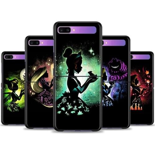Cover For Samsung Galaxy Z Flip 6.7" Flip3 5G Black PC Hard Phone Case Segmented Protect Coque Disney Cartoon Princess