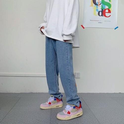 Denim Pants Male High Waist Hip Hop Jeans Pants Men Blue Poker Korean Fashion Jeans 2021 Man Spring Harajuku Streetwear