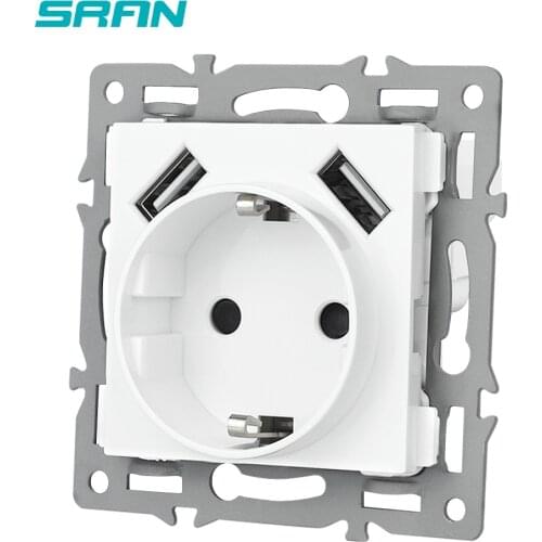 SRAN EU Socket With Usb Module Accessories With Iron Plate And Iron Claw Suitable For SRAN F Series 82mm Panels , FG101-GR02W