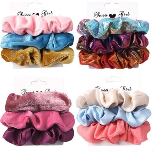 3Pcs Vintage Scrunchie Velvet Leopard Scrunchies Set Elastic Hair Bands Fashion Headband Ponytail Holder Ties Hair Accessories