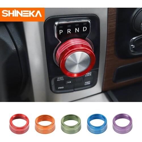 SHINEKA Interior Mouldings For Dodge RAM 1500 Car Gear Button Switch Knob Decoration Ring Cover For Dodge RAM 1500 2013-2017
