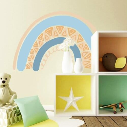 Cartoon Stickers Kids Rooms Rainbow on The Wall for Baby Bedroom Home Decor Kindergarten Playroom PVC Wall Art Decals