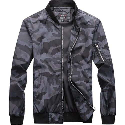 2020 Spring Jacket Mens Fashion Stand Collar Camouflage Casual Jacket Mens Thin Bomber Jacket Plus Size M~4XL,5XL,6XL, 7XL
