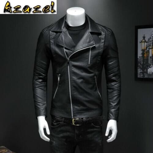 New Autumn Mens Personality Zipper Lapel PU Leather jacket Masculino Korean Motorcycle Chaquetas En Cuero Casaco Male Slim Coat