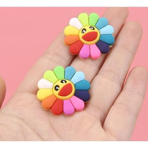 Wholesale 70pcs/Lot DIy Jewelry Findings Rainbow Colors Sunfower Shape Flatback Ornament Accessories Earing Material