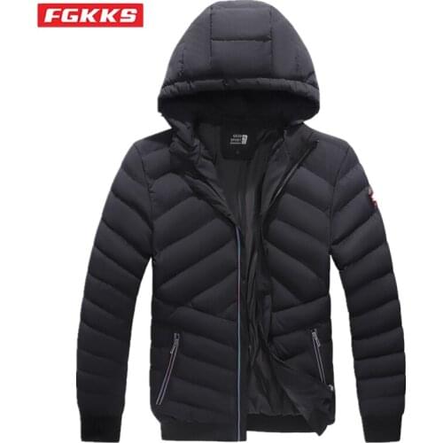 FGKKS Winter Men Parka Coat Middle-aged And Elderly High-quality Warm Cotton Coat Striped Solid Color Casual Jacket Men