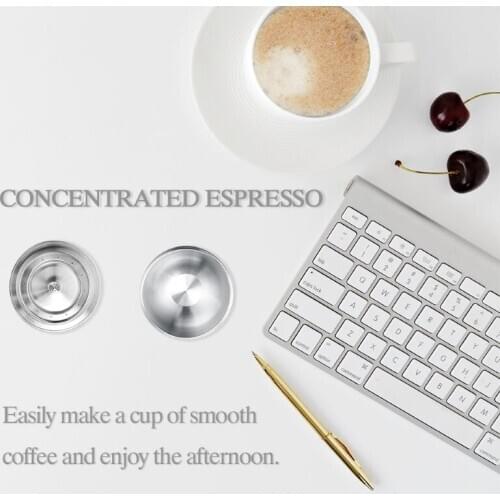 Fit For Vertuo Plus Stainless Steel Coffee Filter Cup Reusable Coffee Capsules For Coffee Machine With Spoon Brush Coffee Tools