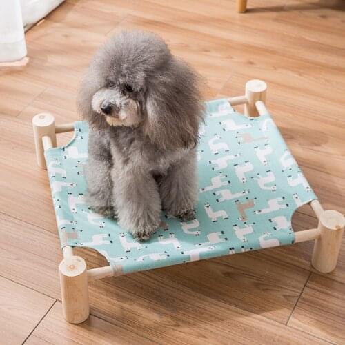 Elevated Pet Bed for Dogs Cot Indoor Outdoor Camping Pine Frame Mat