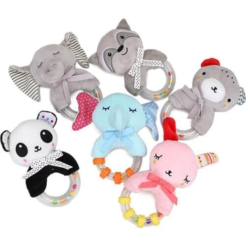 Newborn Baby Rattle Toys Cartoon Animal Baby Soft Plush Rattle Mobile Bell Hanging Toy Infant Toddler Early Educational Toys