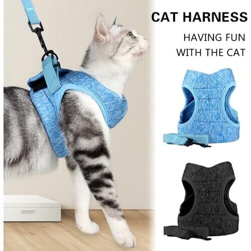 Adjustable Cat Harness Pet Anti-Escape Harnessleash Set Breathable Soft Vest For Small Dogs Cats Outdoor Walking Pets Supplies