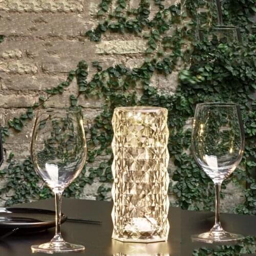 Luxury Touch Sensor Crystal LED Bar Table Lamp USB Rechargeable Arcylic Restuarant Stand Night Light Bedroom Bedside Desk Lamps