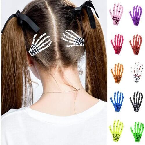 Halloween Party Zombie Skull Skeleton Hand Bone claw Hairpin Hair Hairpin Punk Clip hair accessories fashion X5G3