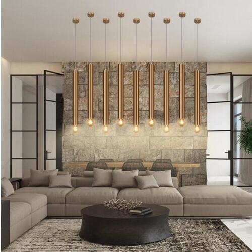 Nordic Loft Long Stick Led Chandelier Creative Gold Art Living Dinner Led Aisle Bar Down Light Fixtures Free Shipping