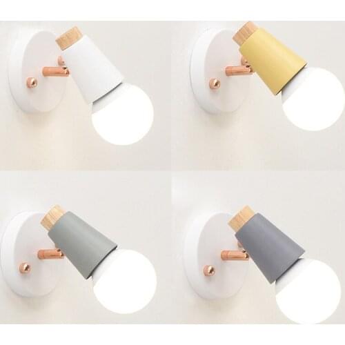 Nordic Simple Wall Lamps Iron Wooden Mirror Light Modern Bedside Bedroom Indoor Lighting E27 Sconce Lights Retro LED Wall Light