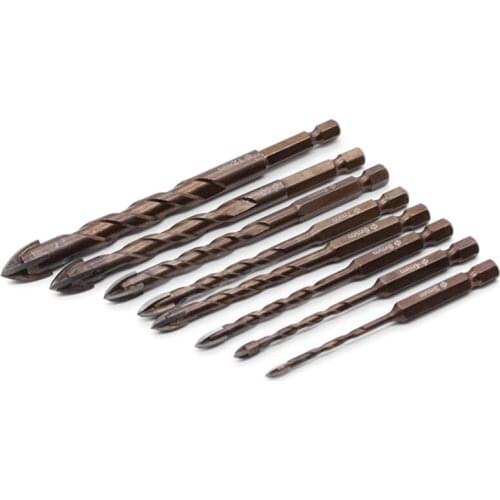 ABSF 8PCS 3Mm-12Mm Hexagonal Shank Cross Triple-Cornered Drill Ceramic Lengthened Drill Glass Drill