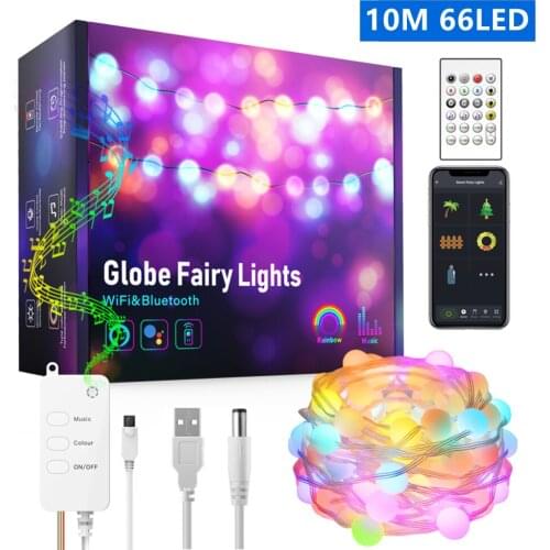 WiFi Tuya Fairy Lights LED USB Smart Globe RGB Strip Light Remote Control Party Light Waterproof Work With Alexa Google Home