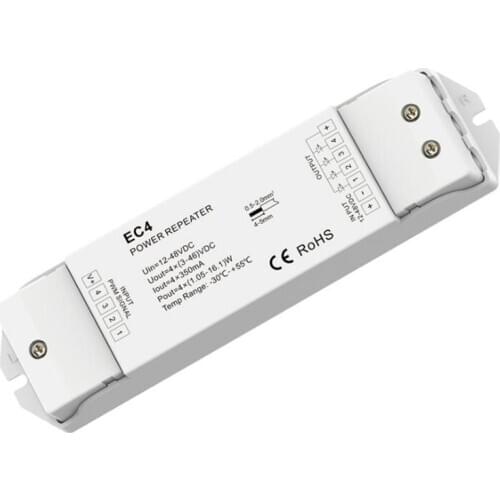 4CH*350mA/4CH*700mA 12-48VDC CC Power Repeater EC4 Dimming/color temperature/RGB/RGBW 4in 1 Constant Current Power Amplifier