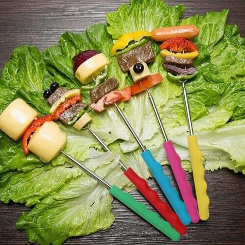 8Pcs/Set Barbecue Fork For Hot Dog Telescopic Sticks Skewers Stainless Steel Camp Fire Roasting Stick Skewer Stick BBQ Tool