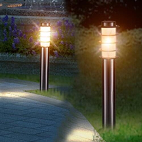BEIAIDI Waterproof Stainless Steel Post Lawn Lamp E27 Outdoor Garden Pathway Pillar Light Villa Courtyard Landscape Column Lamp