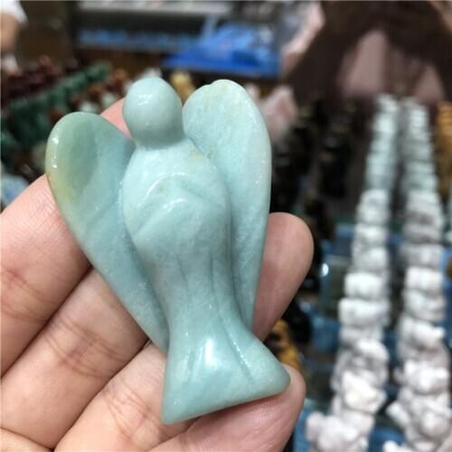 1PC Natural Crystal Guardian Angel Figurine Amethyst Rose Quartz Colorful Healing Stone Gem Craft Gift Home Decor Ornaments