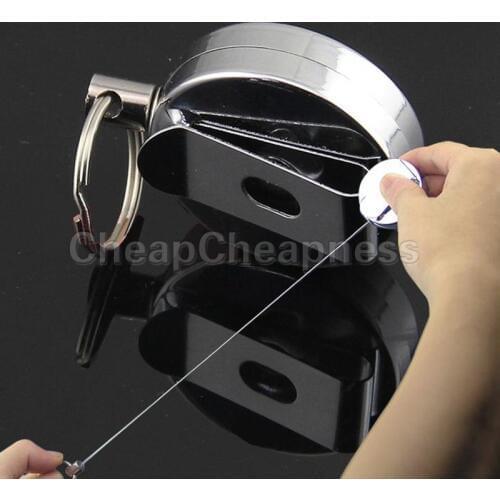 1pcs Mens Mini Metal Retractable Pull Key Ring ID Badge Lanyard Name Tag Card Holder Recoil Reel Belt Clip New