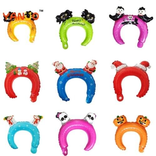 10pcs Halloween Christmas Party Headband Decoration Pumpkin Ghost Cat Aluminum Film Balloon Children Gifts Christmas Balloon Hat