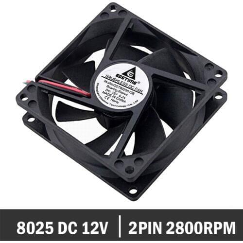 100pcs Gdstime DC 12V 80mm 80x80x25mm Sleeve Bearing Computer Case Fan Heatsinks Industry Radiator Cooler Fan