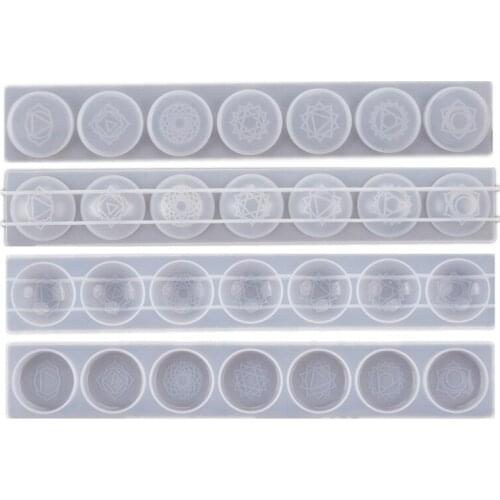 2Pcs 7 Chakras Orgone Pendant Resin Casting Mold Round Reiki Metatron’s 7 Engraved Chakras Energy CrystalnEpoxy Mold Kit