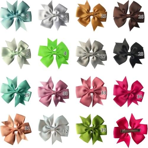 5Pcs/Lot 3 Inches Grosgrain Ribbon Bow Hair Clip Girls Bowknot Barrettes Boutique Kids Hairpin DIY Headwear Hair Accessories