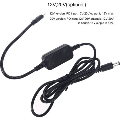36W USB C PD Type C to 12V 20V 5.5x2.5mm Conveter Adapter Cable Cord Line for Wifi Router LED Light CCTV Camera