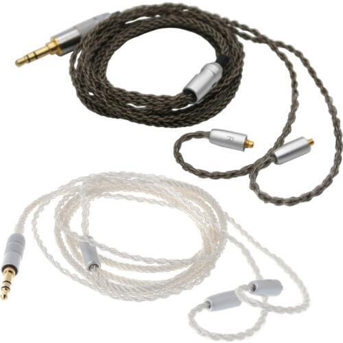 8 Shares Single Crystal Copper Plated Silver Earphone Cable Weaving Headset Wire Cord Replacement for MMCX Shure SE846 SE535 SE4