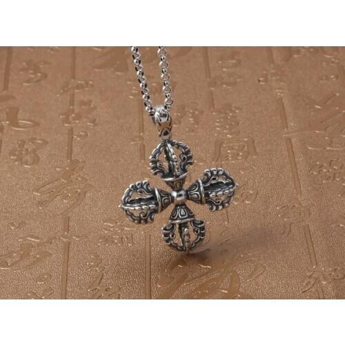 925 STERLING SILVER cross vajra pestle women mens Jewelry Pendant charm A5129