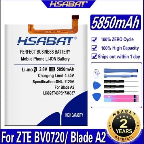 HSABAT 5850mAh Li3825T43P3h736037 Battery for ZTE BV0720 / ZTE Blade A2 / ZTE Blade V7 Lite Dual SIM