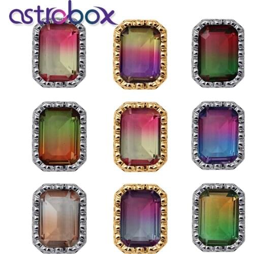 Astrobox Tourmaline With Claw AAAA K9 Glass Sew On Rhinestones Rectangle Sew On Claw Rhinestones For Garment Jewelry Making