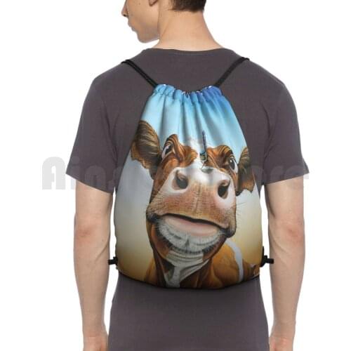 Fearless! Backpack Drawstring Bags Gym Bag Waterproof John Murray Cows Outback Outback Art Cow Paintings Outback Scenes