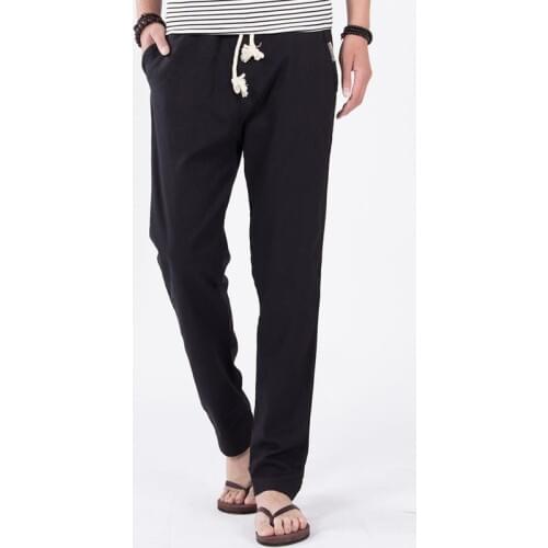 MRMT 2021 Brand Summer Mens Trousers Straight Hemp Trousers Loose Hemp Rope Leisure Pants for Male Large Size Trouser