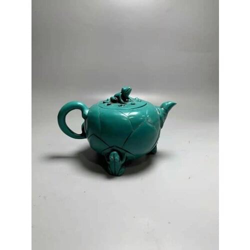 Old Resin imitation turquoise frog teapot